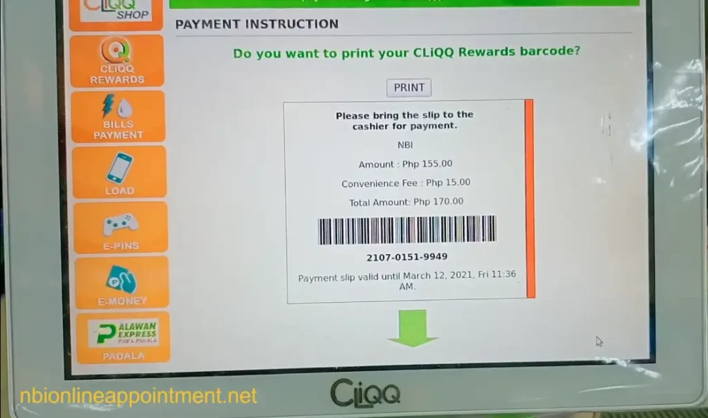 7-Eleven Payment Receipt CLiQQ Kiosk